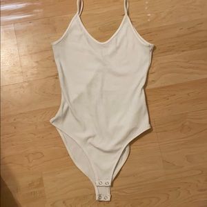 white ribbed body suit